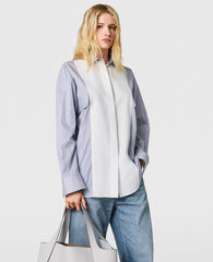 Cotton Stripe Piqué Double Shirt