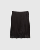 Lace Satin Midi Skirt