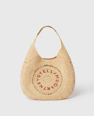 Logo Small Crochet Raffia Hobo Bag