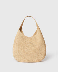 Logo Small Crochet Raffia Hobo Bag