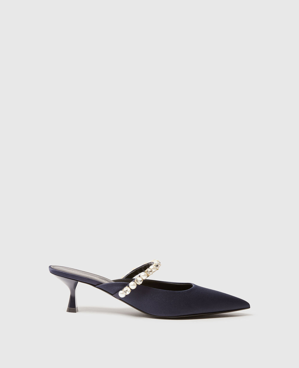Elsa Pearl-Embellished Kitten Heels