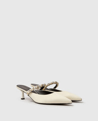 Elsa Pearl-Embellished Kitten Heels