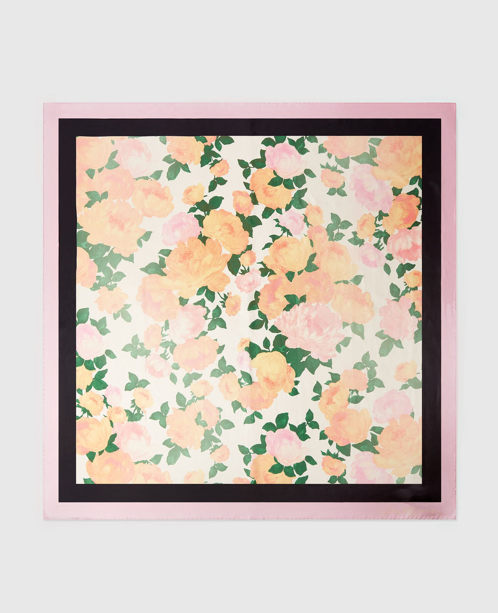 Peony Print Square Scarf
