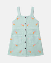 Heart-Embroidered Gabardine Dress