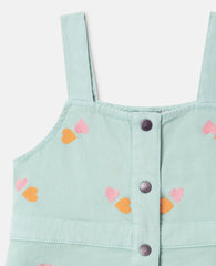 Heart-Embroidered Gabardine Dress