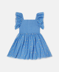 Floral-Embroidered Tulle Dress
