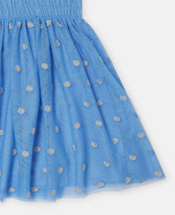 Floral-Embroidered Tulle Dress