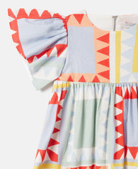 Patchwork Print Short Sleeve Dress
