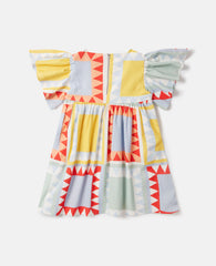 Patchwork Print Short Sleeve Dress