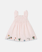 Floral Embroidered Linen-Blend Dress
