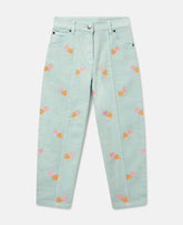Heart-Embroidered Gabardine Trousers
