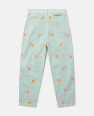 Heart-Embroidered Gabardine Trousers