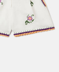 Embroidered Linen-Blend Shorts