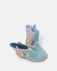 Star Detail Denim Western Boots