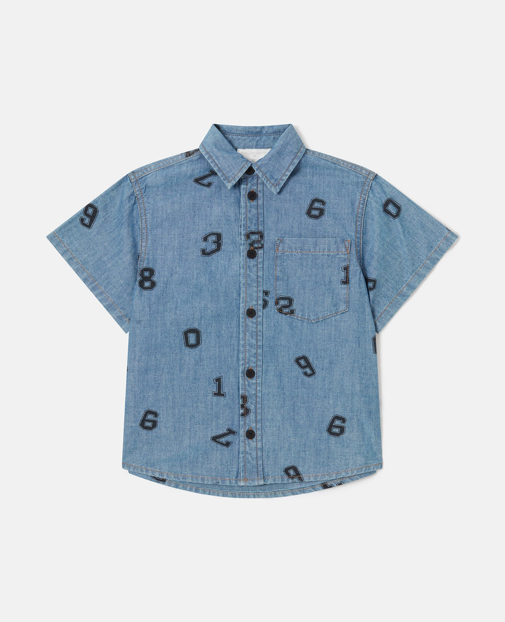 Numbers Print Denim Shirt