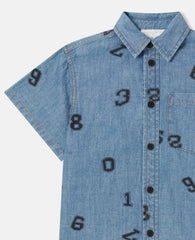 Numbers Print Denim Shirt
