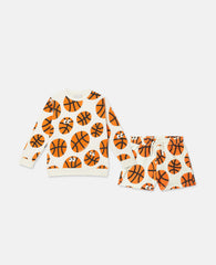 Basketball Print Sweatshirt And Sweatpants Set