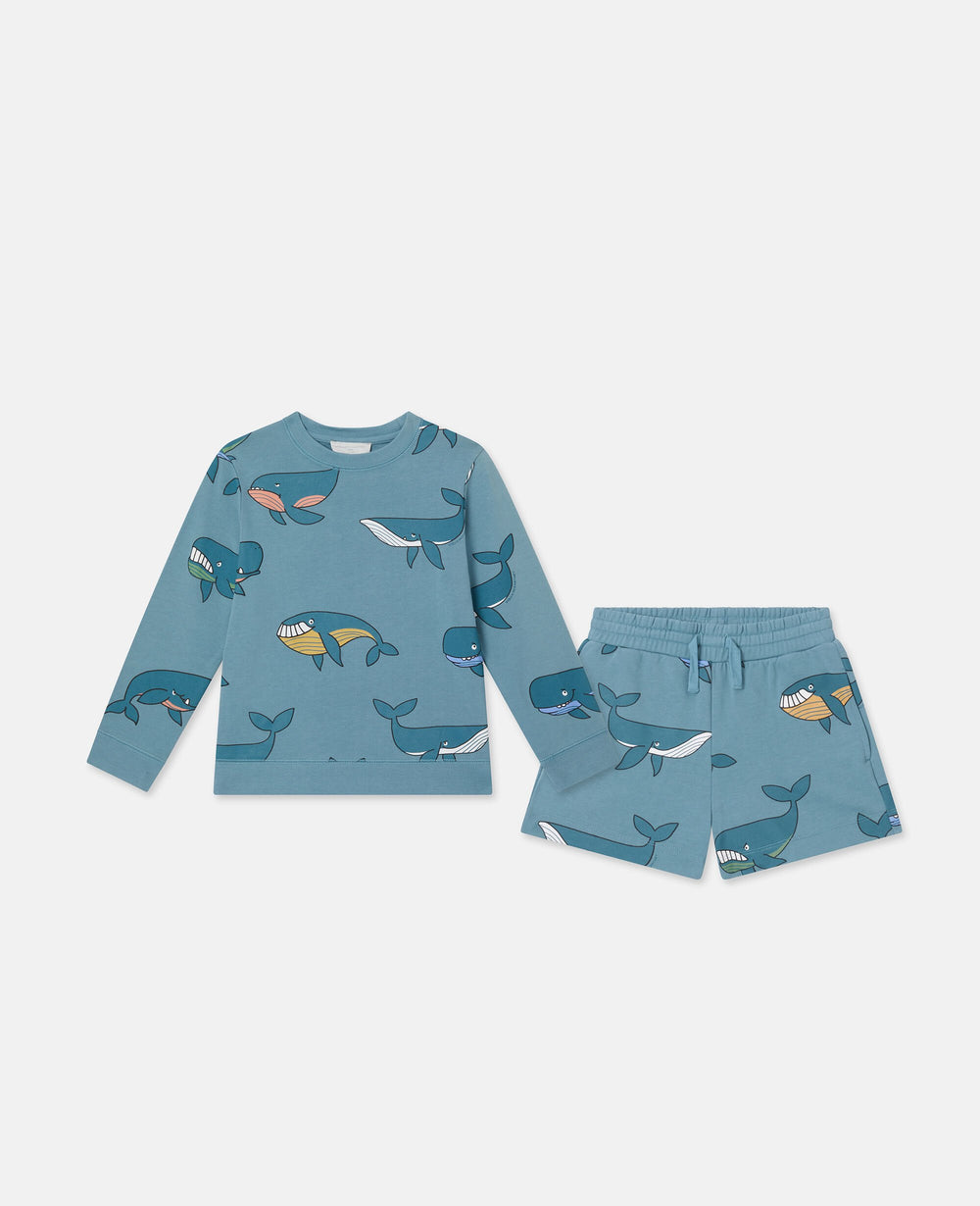 Whale Print Sweatshirt And Sweatpants Set