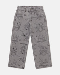 Bug Band Print Denim Jeans