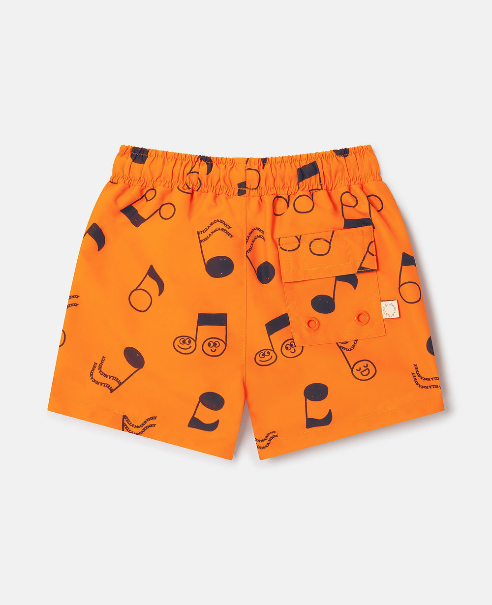 Music Notes Print Swim Shorts