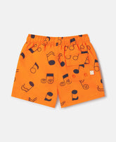 Music Notes Print Swim Shorts