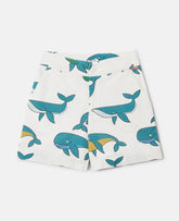 Whale Print Canvas Shorts