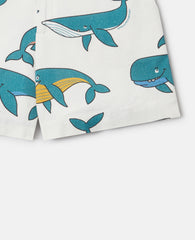 Whale Print Canvas Shorts