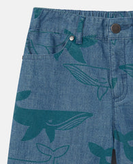 Whale Print Denim Shorts
