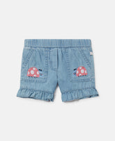 Ladybird-Embroidered Denim Shorts