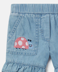 Ladybird-Embroidered Denim Shorts