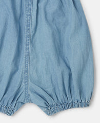 Ladybird-Embroidered Denim Romper