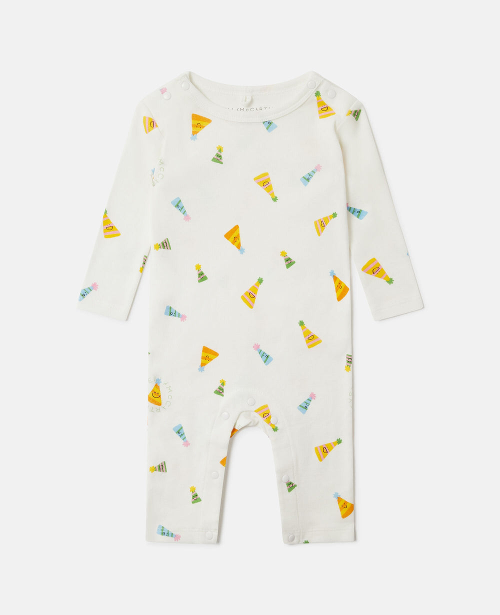 Party Hat Print Romper And All-In-One Set