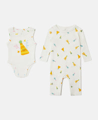 Party Hat Print Romper And All-In-One Set