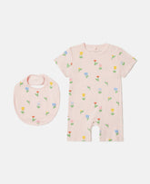 Floral Print Bib And Romper Set