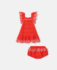 Broderie Trim Dress and Bloomer Set