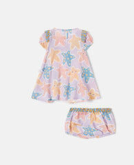 Starfish Print Ruffle Top And Bloomer Set