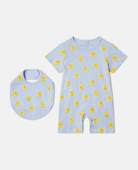 Tennis Ball Print Bib And Romper Set