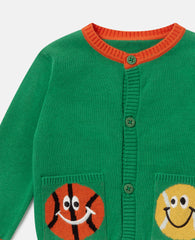Sports Motif Knitted Cardigan