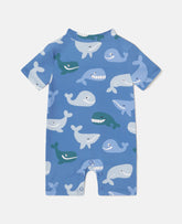 Whale Print Shortie Swimsuit