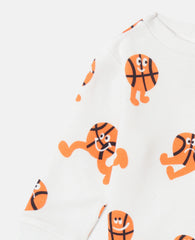Basketball Print Sweatshirt and Sweatpant Set