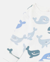 Whale Print Jersey Top And Shorts Set