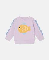 Fish Graphic Scallop Sleeve Sweatshirt