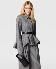 Striped Tailored Peplum Jacket