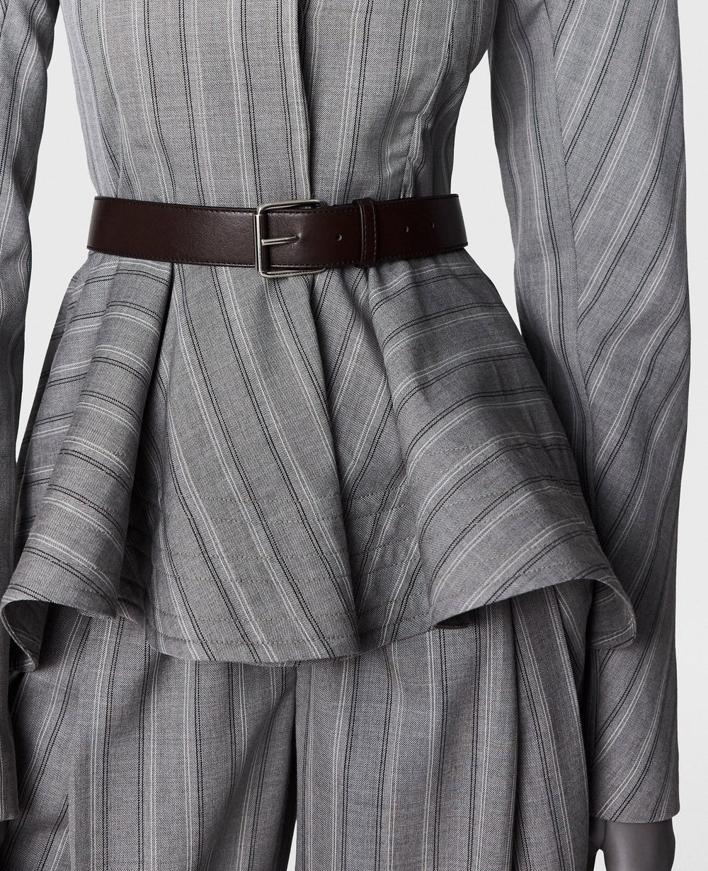 Striped Tailored Peplum Jacket