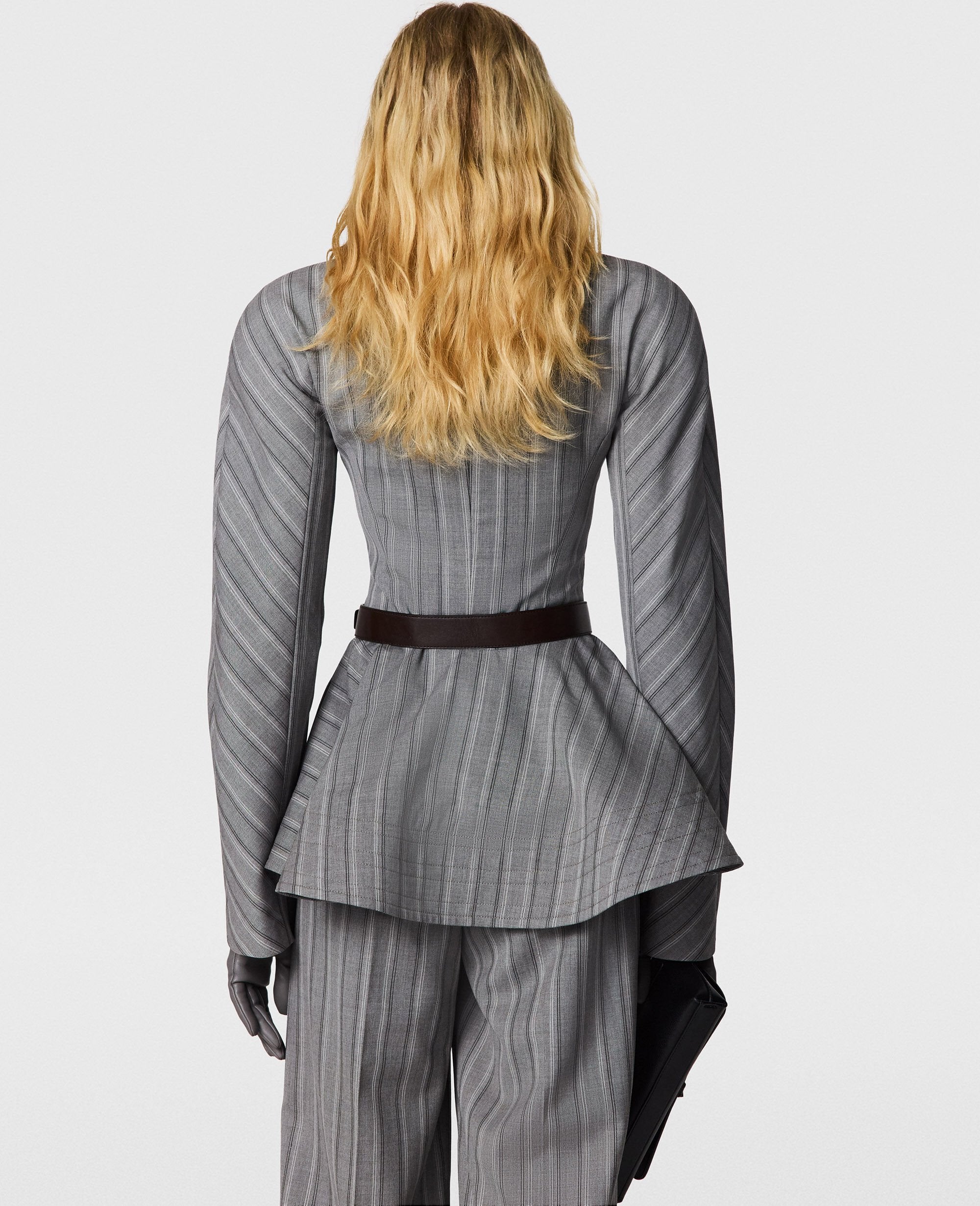 Striped Tailored Peplum Jacket