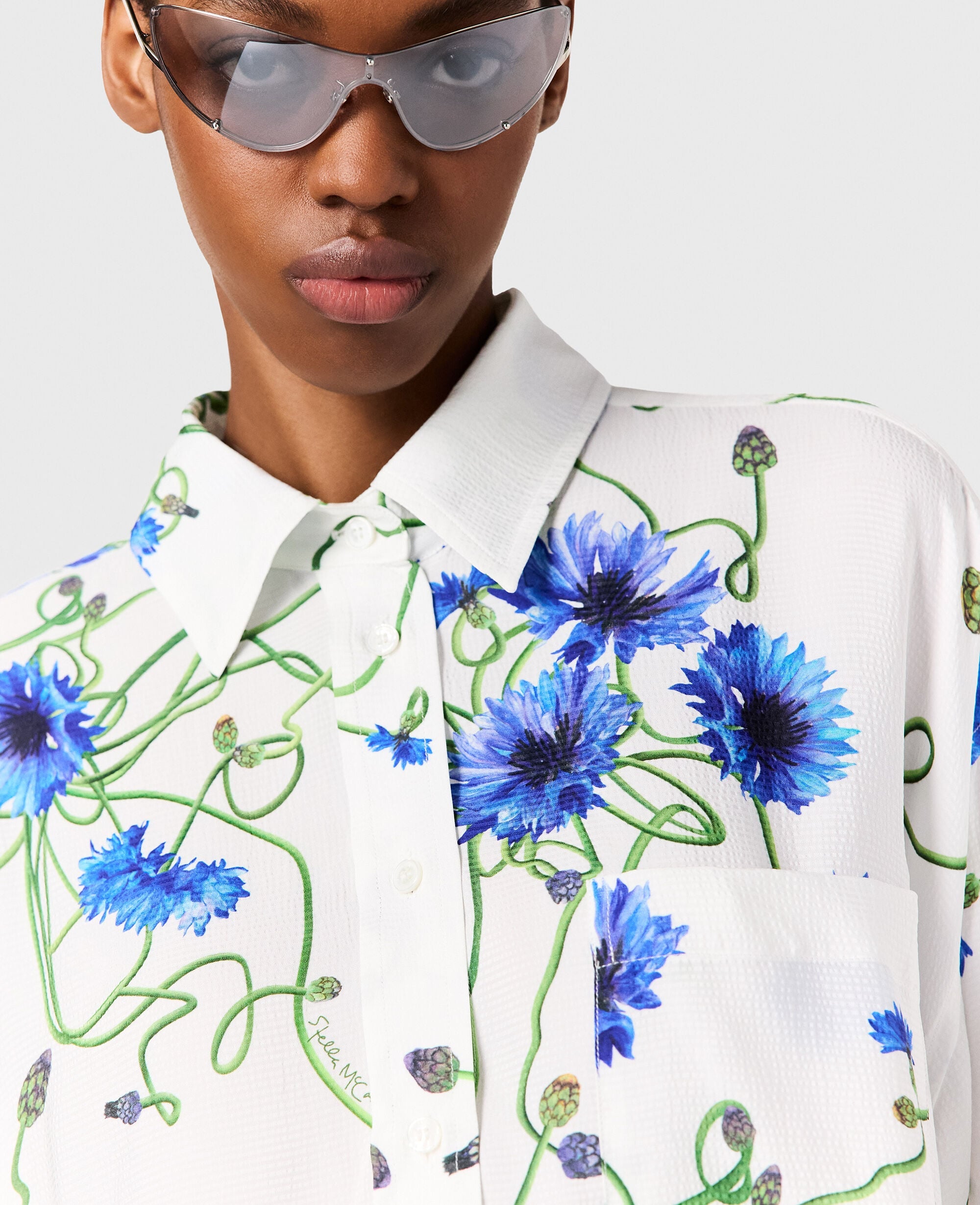 Floral Print Hammered Overshirt