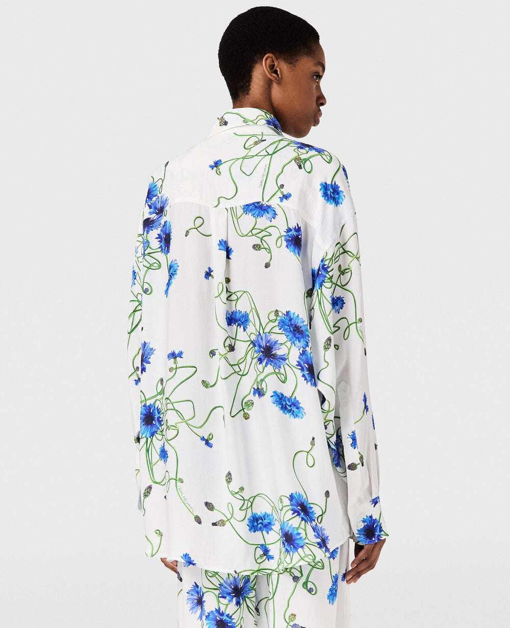 Floral Print Hammered Overshirt