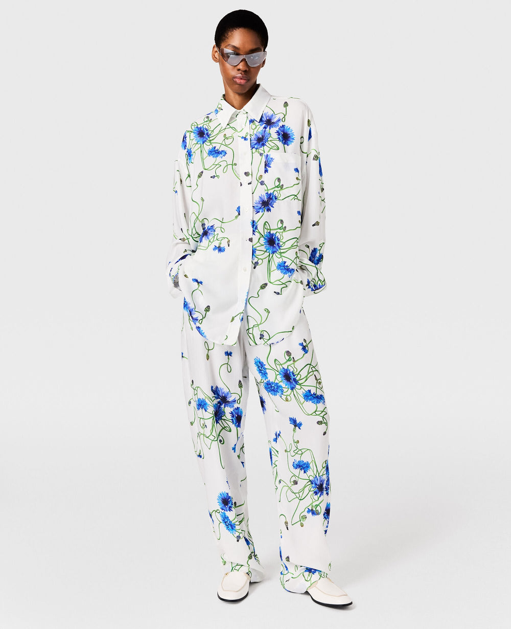 Floral Print Hammered Overshirt