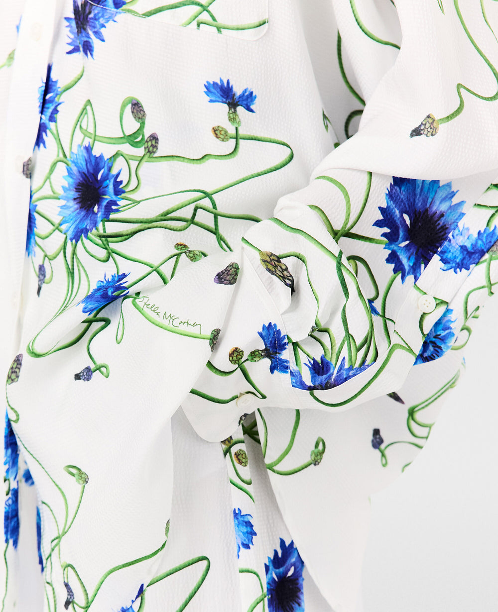 Floral Print Hammered Overshirt