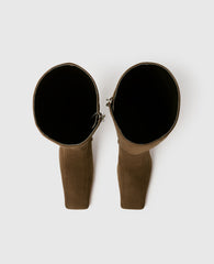 Square-Toe Suede Knee-High Stiletto Boots
